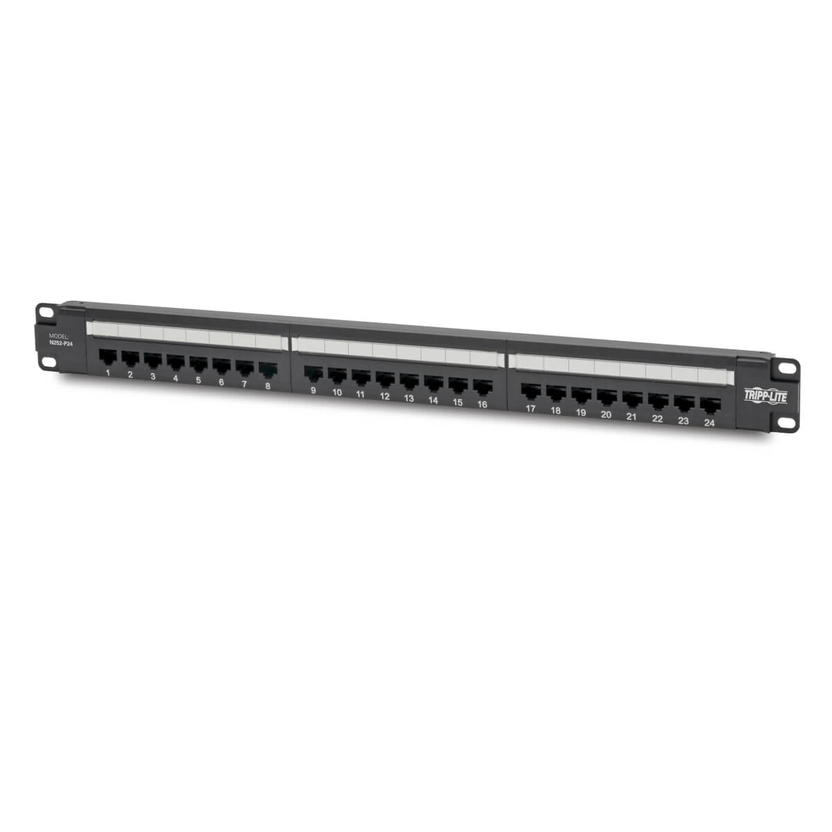 Panel de parcheo Cargado de Conexiones Cat6 de 24 Puertos – Cumple con PoE+ - 110 / Krone, 568A/B, RJ45 Ethernet, Instalación en 1U de Rack, TAA N252-P24 Panel de parcheo Cargado de Conexiones Cat6 de 24 Puertos – Cumple con PoE+ - 110 / Krone, 568A/B, RJ45 Ethernet, Instalación en 1U de Rack, TAA N252-P24